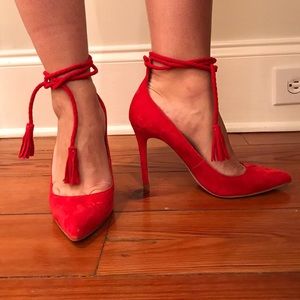 Joie Red Tassel Pumps